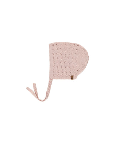 Quincy Mae Bubblegum Pointelle Knit Bonnet