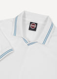 Colmar White/Blue V-neck Striped Trim SS Polo