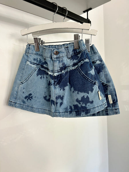 Piupiuchick Blue Tie Dye Denim Short Skirt