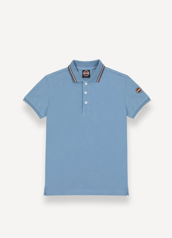 Colmar Soft Blue Tricolor Striped Trim SS Polo