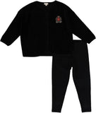 Lil Legs Analogie Black Velour Crest Lounge Set