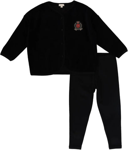 Lil Legs Analogie Black Velour Crest Lounge Set