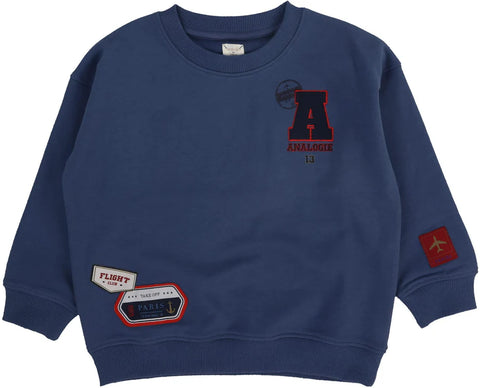 Lil Legs Vintage Blue Patch Boy Sweatshirt