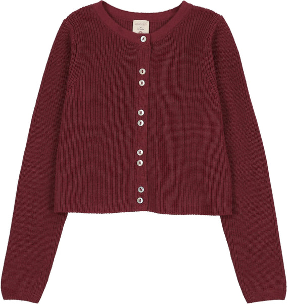 Lil Legs Analogie Deep Red Fine Knit Cardigan