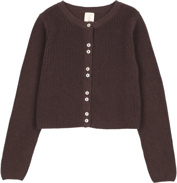 Lil Legs Analogie Chocolate Brown Fine Knit Cardigan