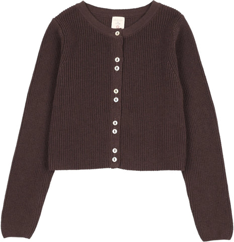 Lil Legs Analogie Chocolate Brown Fine Knit Cardigan