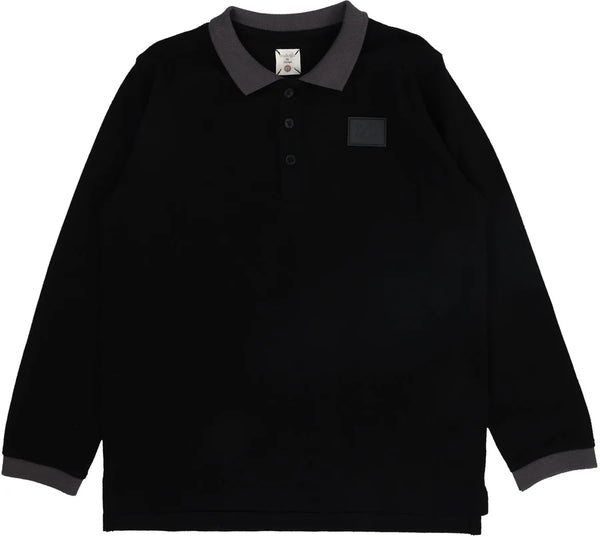 Lil Legs Black Contrast Collar Polo