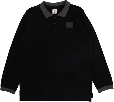 Lil Legs Black Contrast Collar Polo