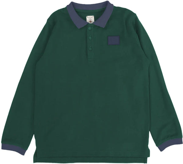 Lil Legs Varsity Green Contrast Collar Polo