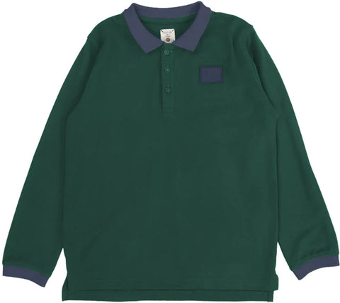 Lil Legs Varsity Green Contrast Collar Polo