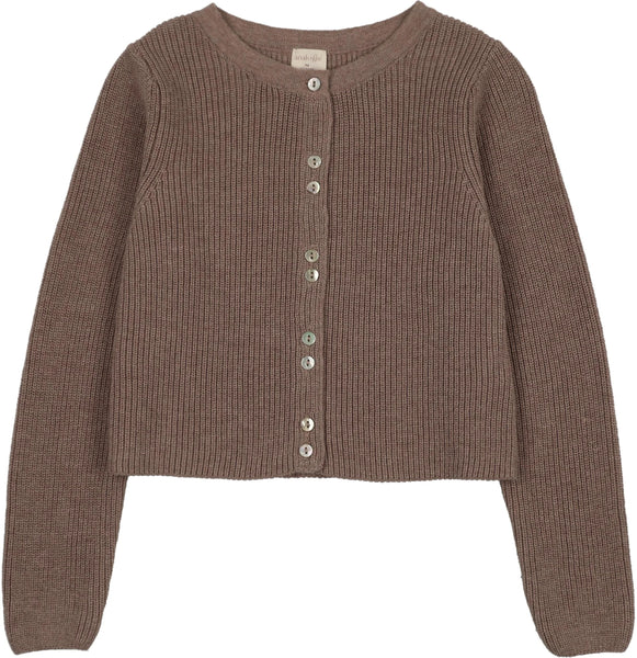 Lil Legs Analogie Misty Oat Heather Fine Knit Cardigan