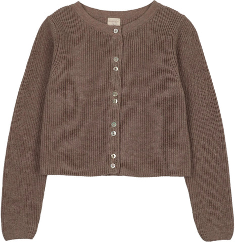 Lil Legs Analogie Misty Oat Heather Fine Knit Cardigan