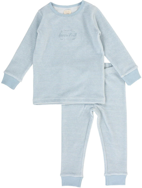 Lil Legs Analogie Blue Stripe Velour Lounge Set
