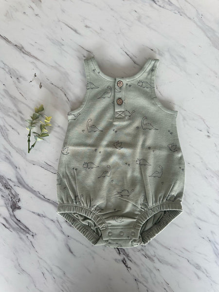 Quincy Mae Sage Dino Bubble Romper