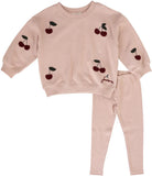 Lil Legs Bud Pink Cherry Patch Sweatshirt Set
