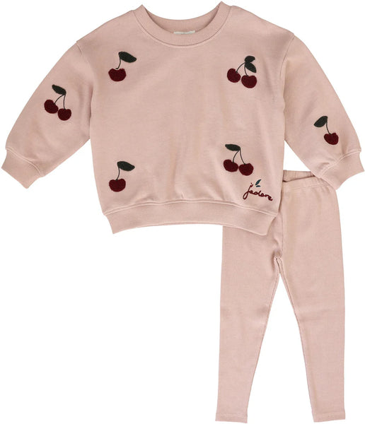 Lil Legs Bud Pink Cherry Patch Sweatshirt Set