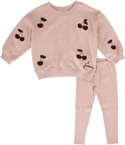 Lil Legs Bud Pink Cherry Patch Sweatshirt Set