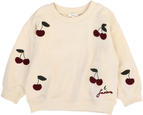 Lil Legs Ecru Cherry Patch Sweater