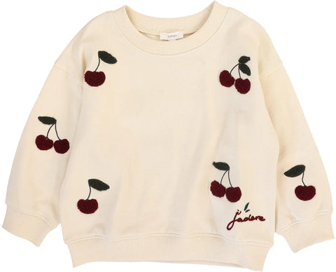 Lil Legs Ecru Cherry Patch Sweater