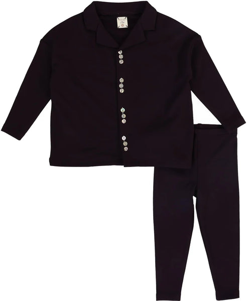 Lil Legs Analogie Eggplant Button Front Lounge Set