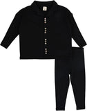 Lil Legs Analogie Black Button Front Lounge Set
