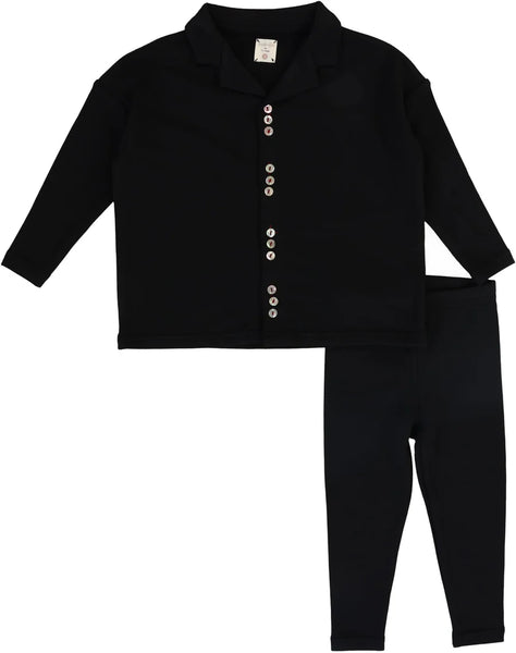 Lil Legs Analogie Black Button Front Lounge Set