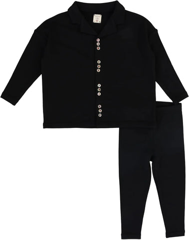 Lil Legs Analogie Black Button Front Lounge Set