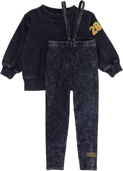 Lil Legs Navy Wash Toddler Suspender Set