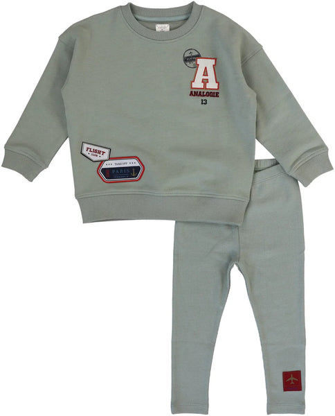 Lil Legs Dried Green Patch Toddler Set