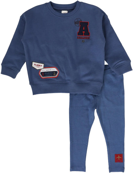 Lil Legs Vintage Blue Patch Toddler Set