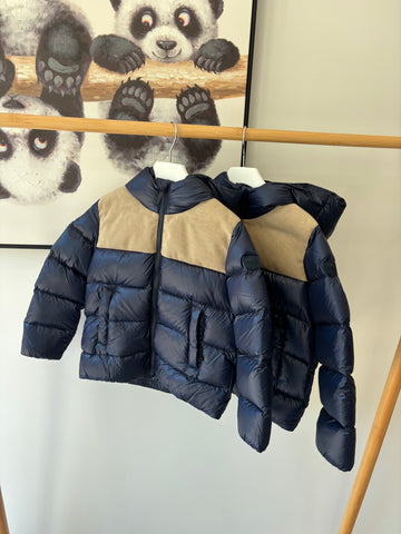 Colmar Navy Crumble Velvet Contrast Quilted Hooded Jacket 34000000-9YN-68
