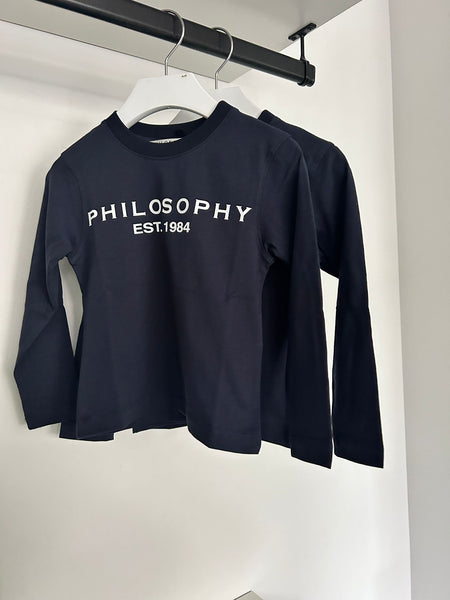 Philosophy Blue Long Sleeve Logo Tee