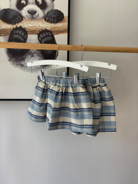 L'orsobruno Blue Plaid Skirt