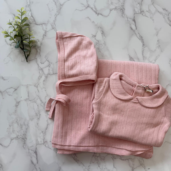 Bonjoy Salmon Peter Pan Pointelle Blanket