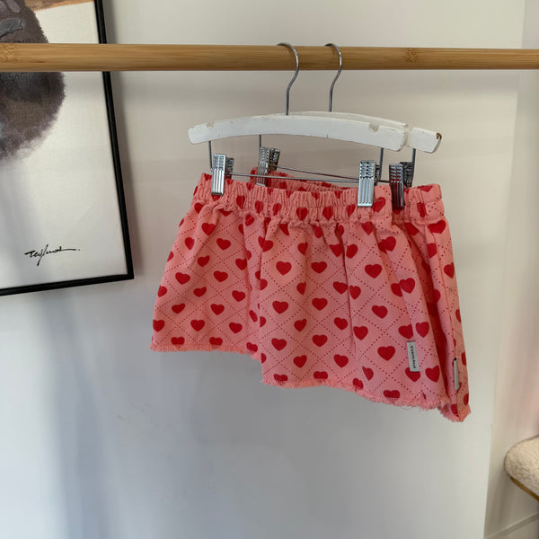 Piupiuchick Pink/Red Hearts All Over Short Skirt