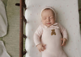 Ely's & Co Pink Gingham Teddy Footie + Bonnet