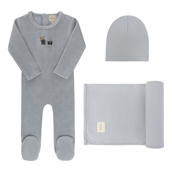 Aurora Blue Embroidered Bear Take Me Home Set