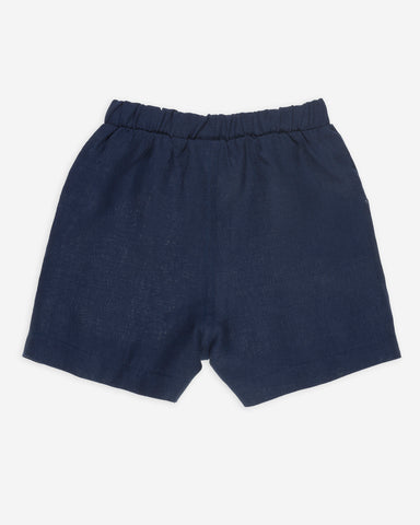 Yell-Oh Navy Blue Linen Bermuda Shorts