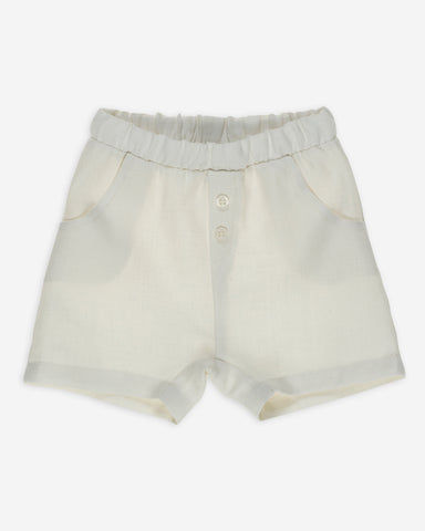 Yell-Oh Ecru Linen Bermuda Shorts