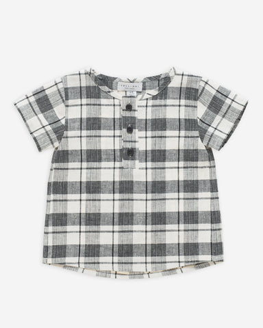 Yell-Oh Black & Beige Checked Cotton Baby Shirt