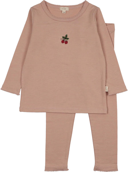 Lil Legs Analogie Pink Embroidered Lounge Set ELST-PNK