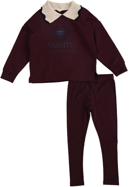 Lil Legs Plum/Cream Fan Club Girls Sweatshirt Set