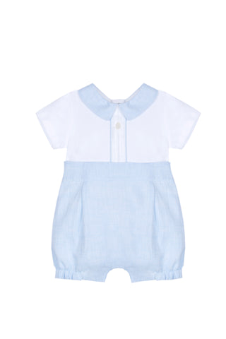 Patachou Blue & White Collared Baby Romper