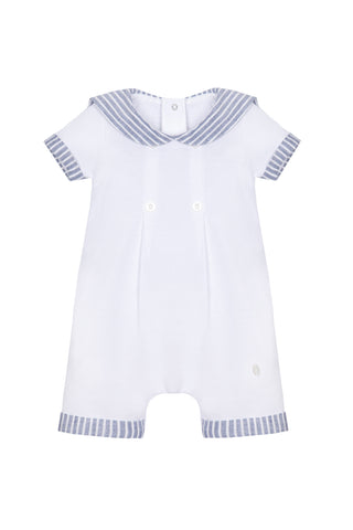 Patachou Sailor Collar Blue & White Baby Romper