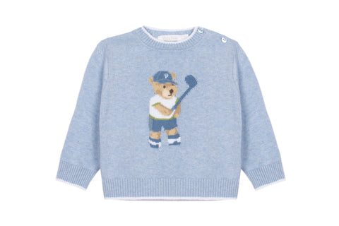 Patachou Pale Melange Blue Bear Sweater