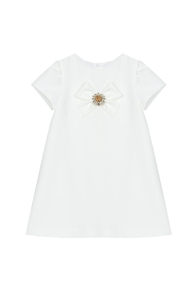 Patachou Ivory Short Sleeve Bow Dress