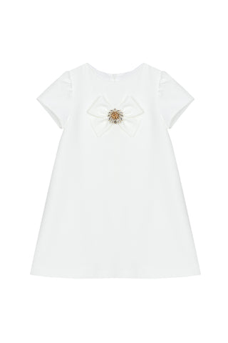 Patachou Ivory Short Sleeve Bow Dress
