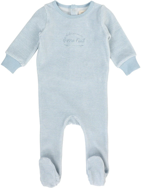 Lil Legs Analogie Blue Stripe Velour Footie
