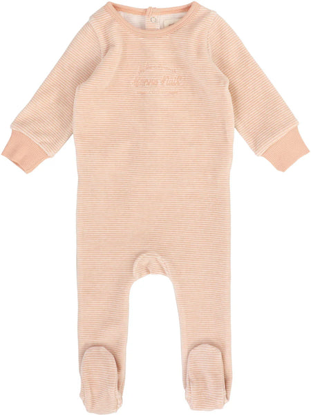 Lil Legs Analogie Pink Stripe Velour Footie