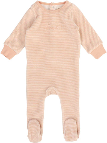 Lil Legs Analogie Pink Stripe Velour Footie